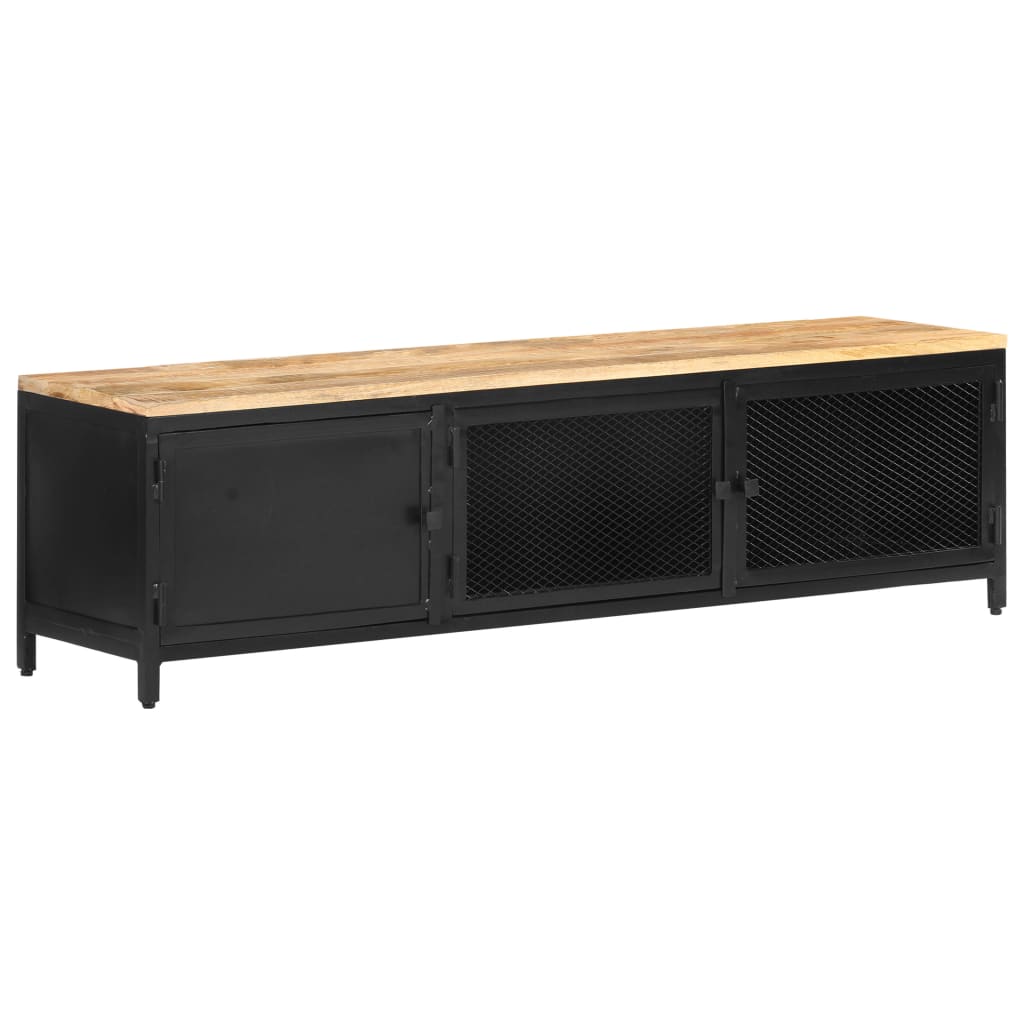 TV-bänk 130x30x37 cm massivt grovt mangoträ