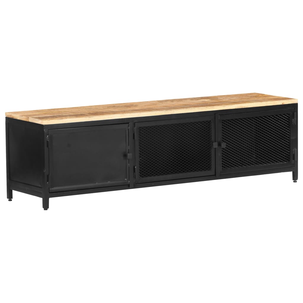 TV-bänk 130x30x37 cm massivt grovt mangoträ