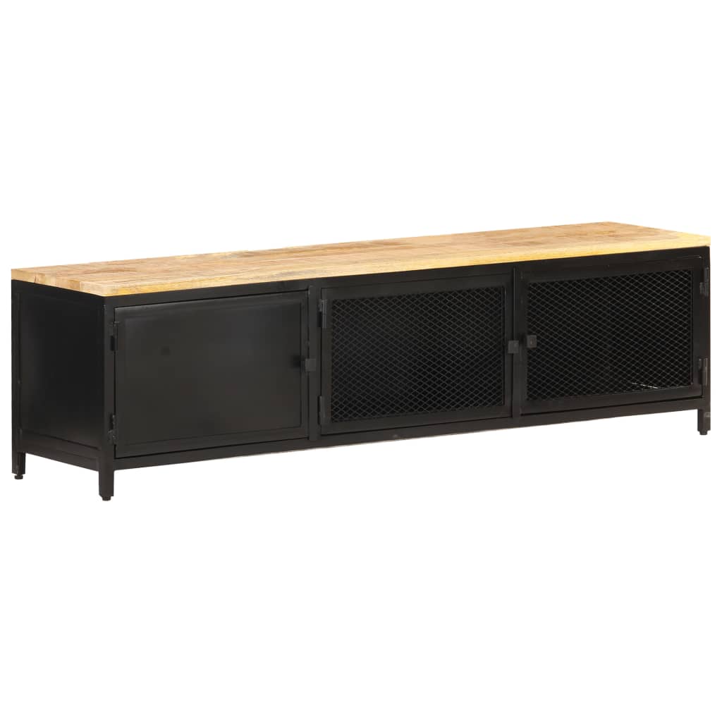 TV-bänk 130x30x37 cm massivt grovt mangoträ