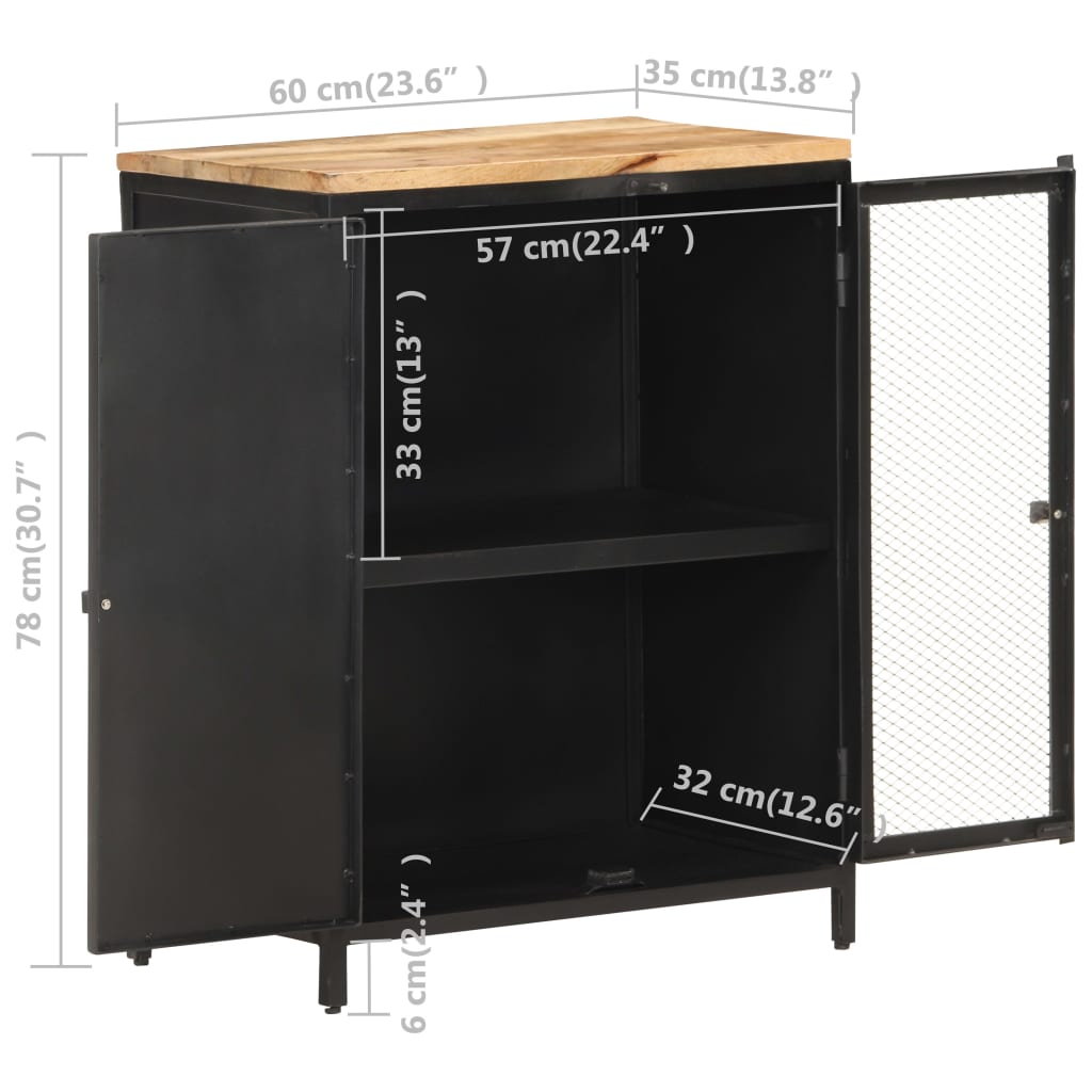 Skänk Trä 60x35x78 cm massivt grovt mangoträ