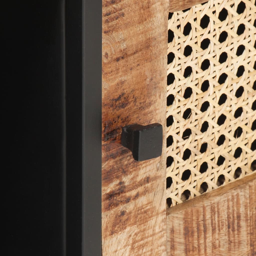 Soffbord Trä 90x50x35 cm grovt mangoträ och naturlig rotting