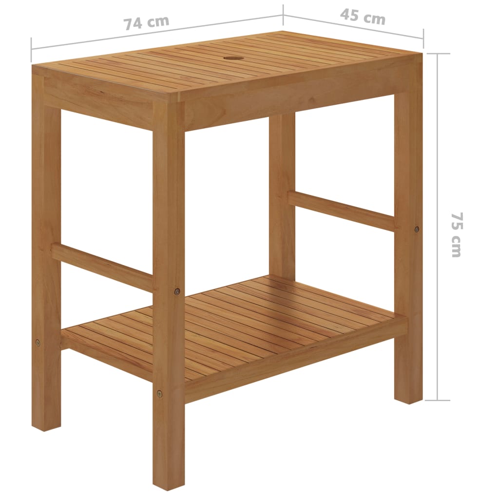 Badrumsunderskåp teak med handfat marmor svart