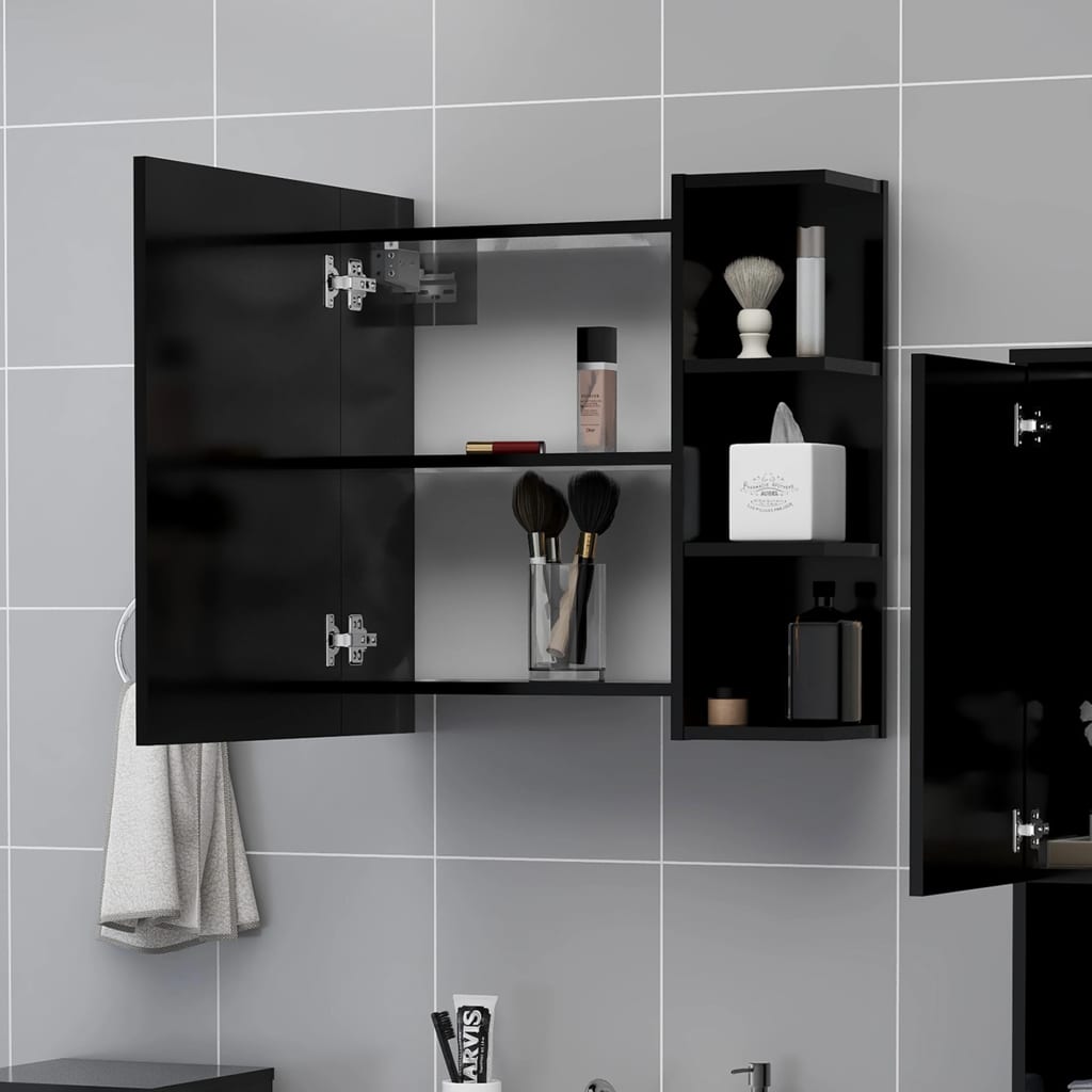 Badrumsspegel Spegelskåp Svart 62,5x20,5x64 cm