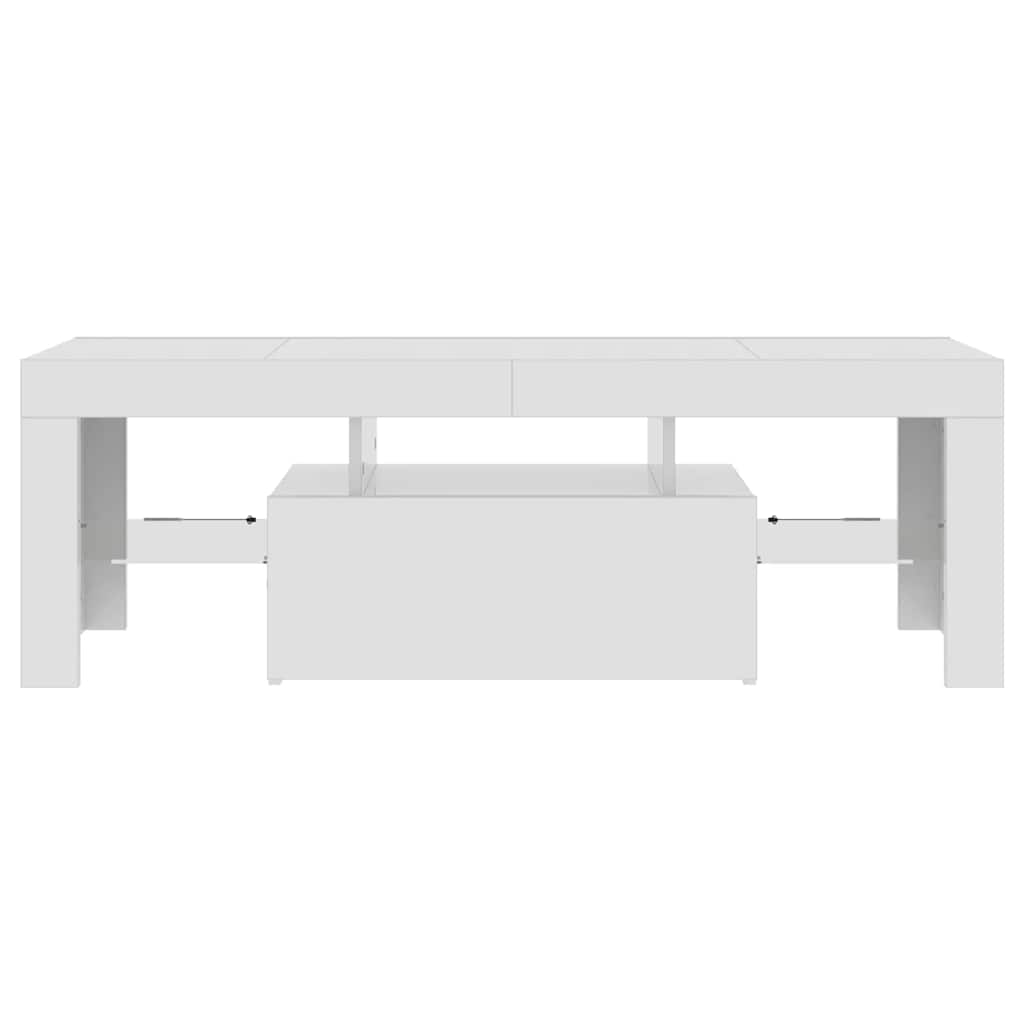 TV-bänk med LED-belysning vit högglans 120x35x40 cm