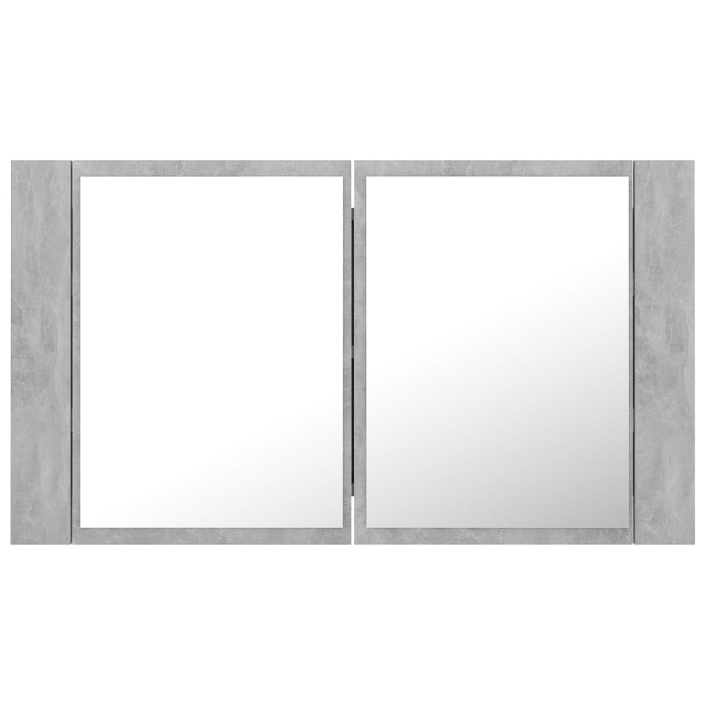 Badrumsspegel Spegelskåp LED Betonggrå 80x12x45 cm akryl