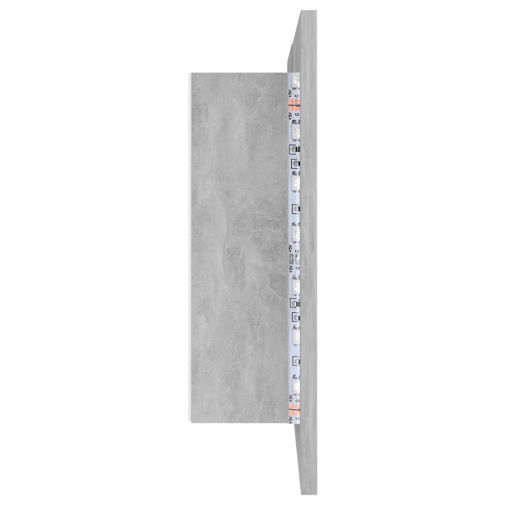 Badrumsspegel Spegelskåp LED Betonggrå 80x12x45 cm akryl