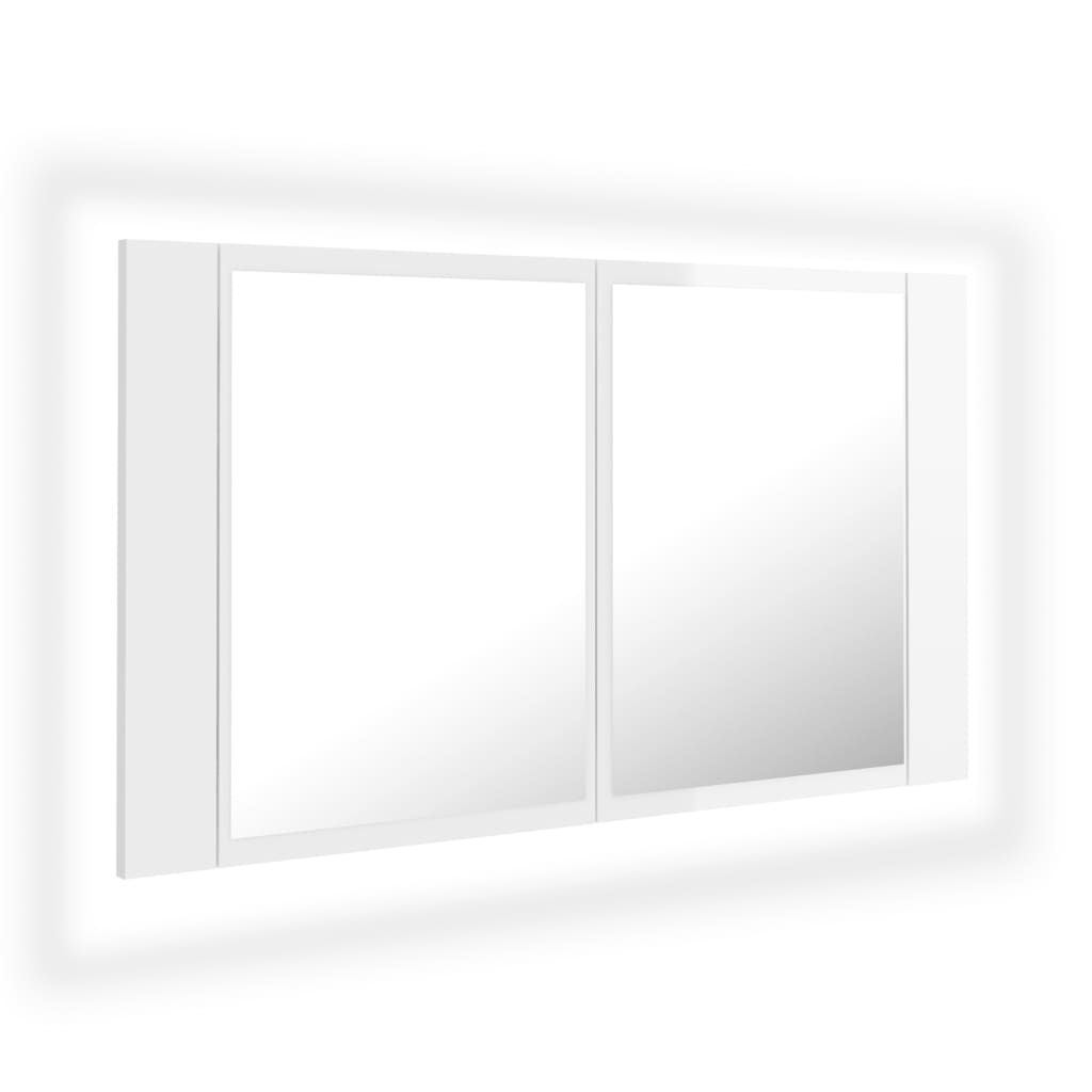 Badrumsspegel Spegelskåp LED Högglans Vit 80x12x45 cm akryl