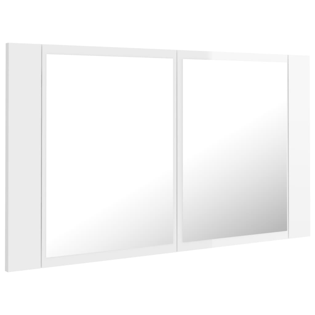 Badrumsspegel Spegelskåp LED Högglans Vit 80x12x45 cm akryl