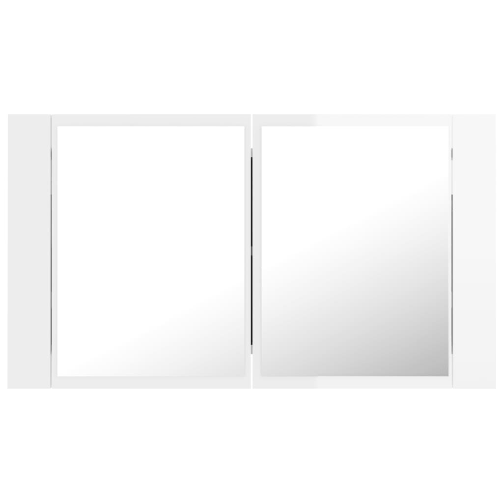 Badrumsspegel Spegelskåp LED Högglans Vit 80x12x45 cm akryl
