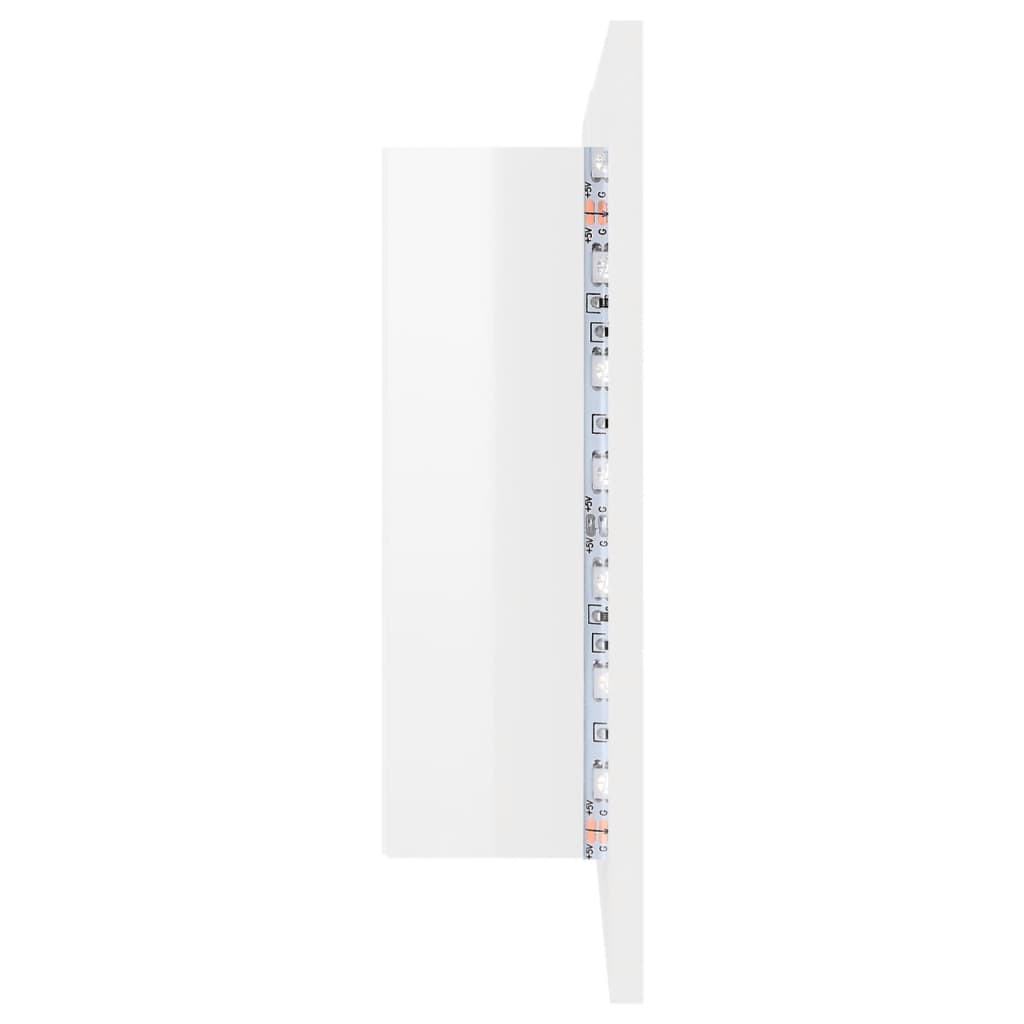 Badrumsspegel Spegelskåp LED Högglans Vit 80x12x45 cm akryl