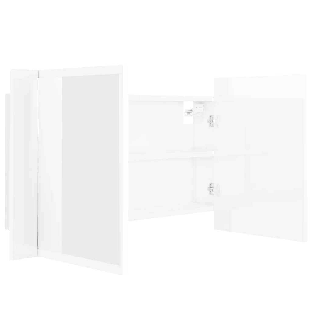 Badrumsspegel Spegelskåp LED Högglans Vit 80x12x45 cm akryl