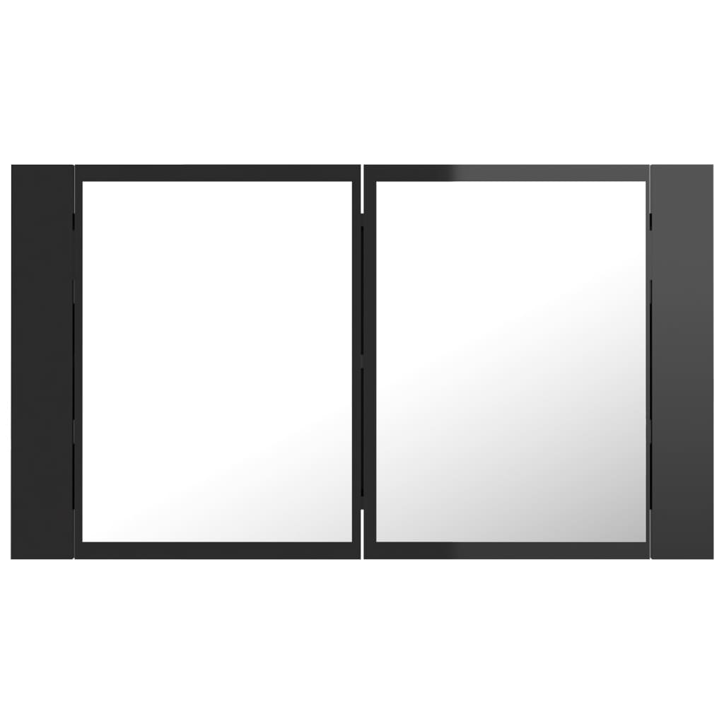Badrumsspegel Spegelskåp LED Högglans Svart 80x12x45 cm akryl