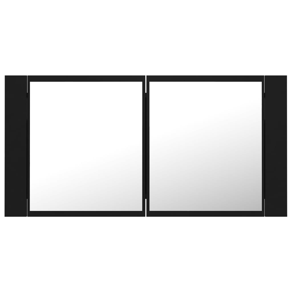 Badrumsspegel Spegelskåp LED Svart 90x12x45 cm akryl