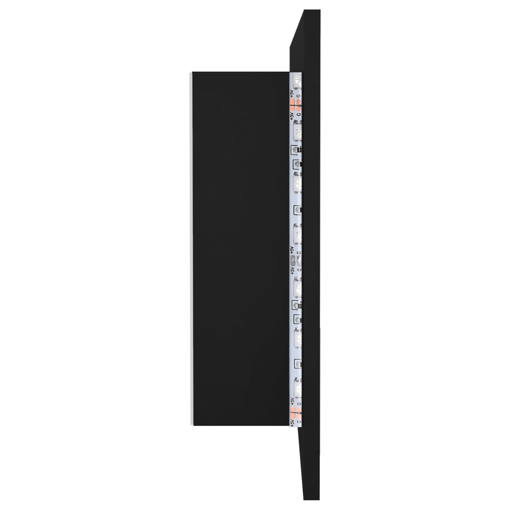 Badrumsspegel Spegelskåp LED Svart 90x12x45 cm akryl