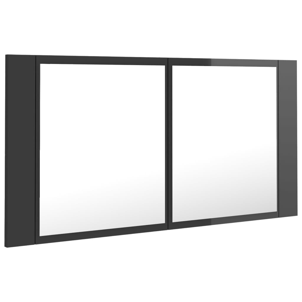 Badrumsspegel Spegelskåp LED Högglans Grå 90x12x45 cm akryl