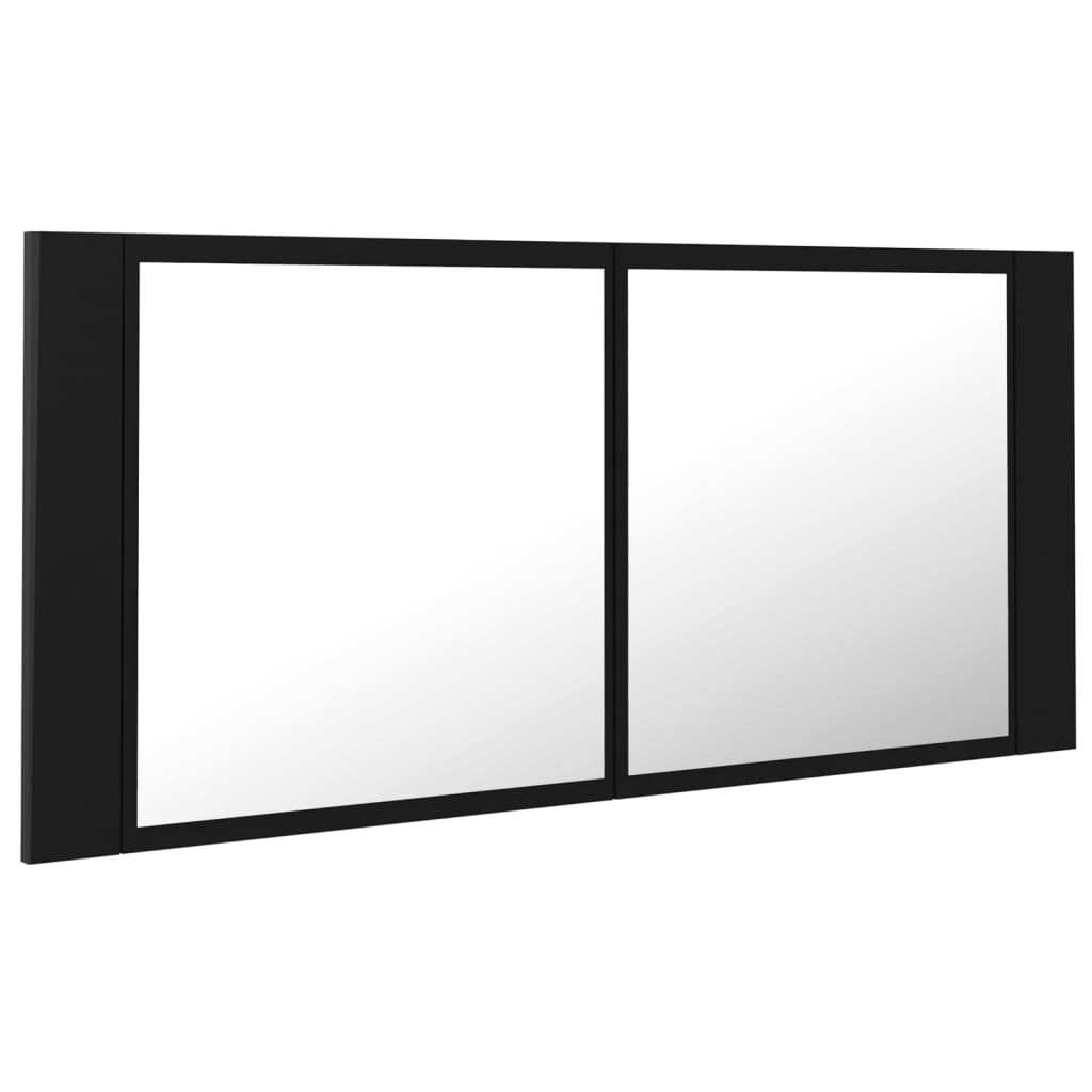 Badrumsspegel Spegelskåp LED Svart 100x12x45 cm akryl