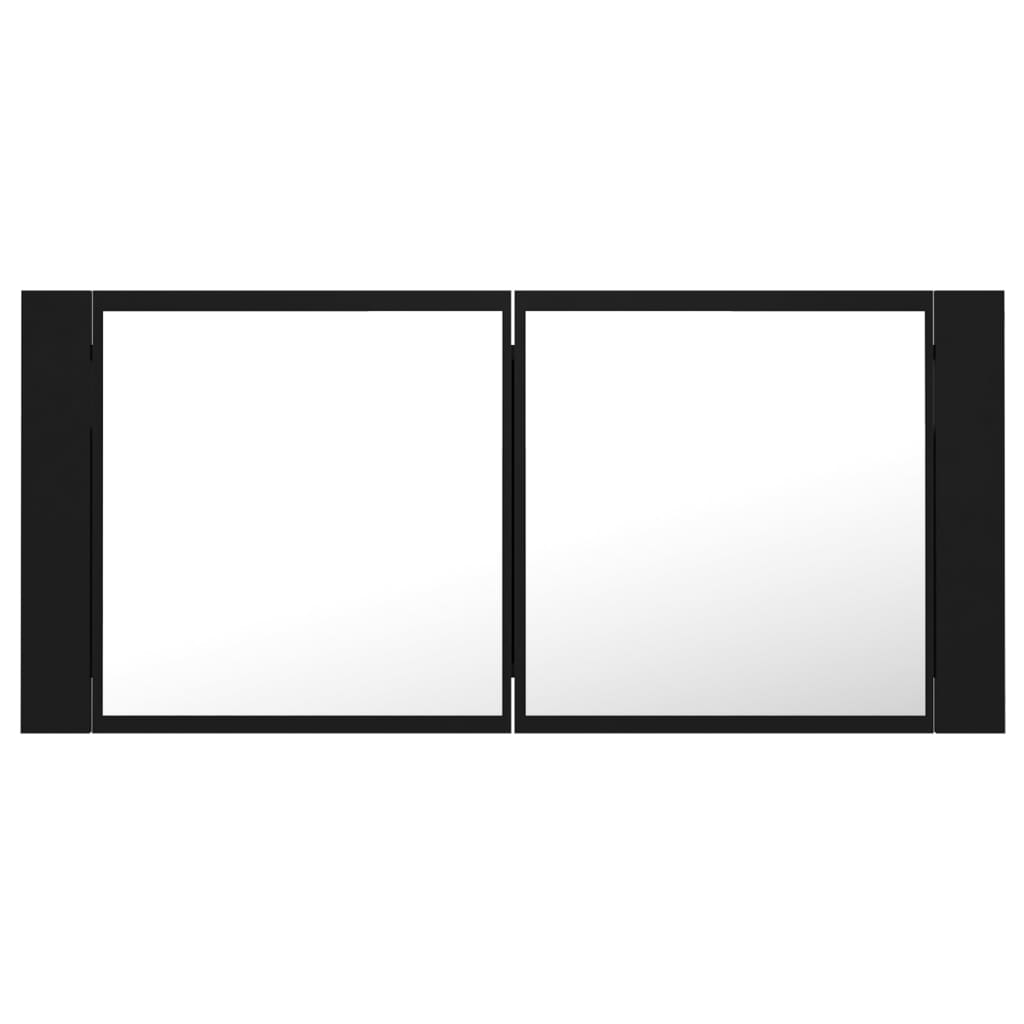 Badrumsspegel Spegelskåp LED Svart 100x12x45 cm akryl