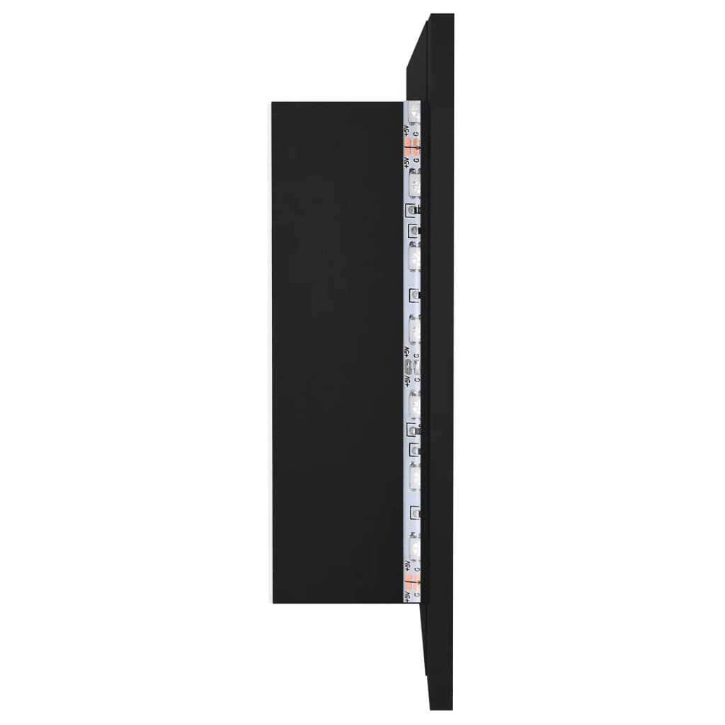 Badrumsspegel Spegelskåp LED Svart 100x12x45 cm akryl