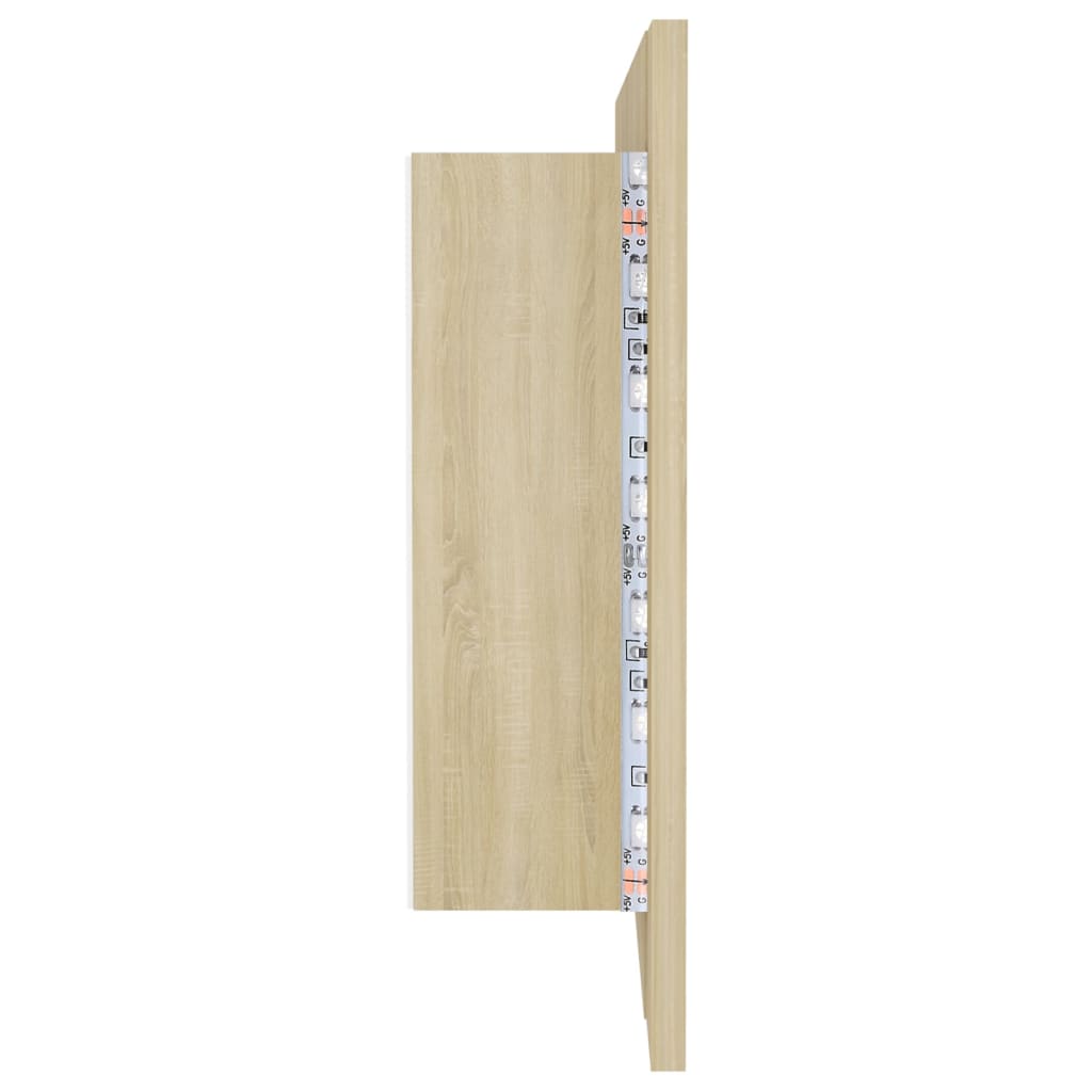 Badrumsspegel Spegelskåp LED Sonoma Ek 100x12x45 cm akryl