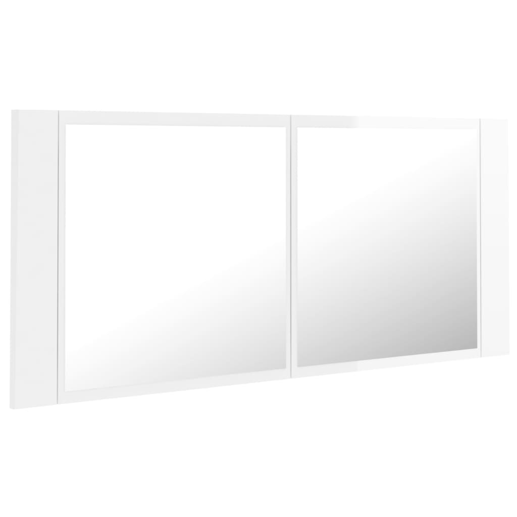 Badrumsspegel Spegelskåp LED Högglans Vit 100x12x45 cm akryl