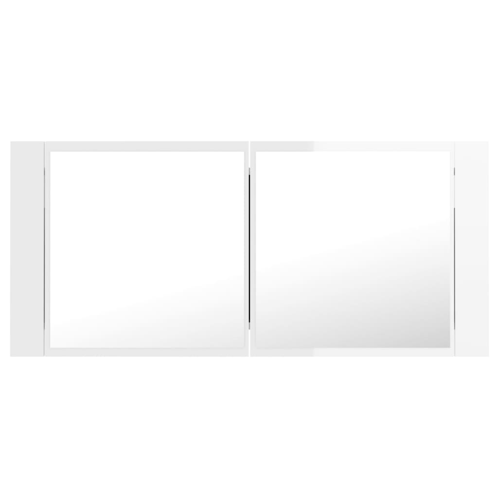 Badrumsspegel Spegelskåp LED Högglans Vit 100x12x45 cm akryl
