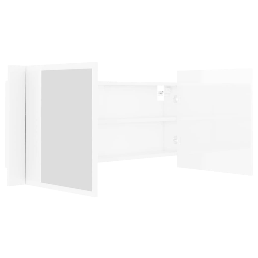 Badrumsspegel Spegelskåp LED Högglans Vit 100x12x45 cm akryl