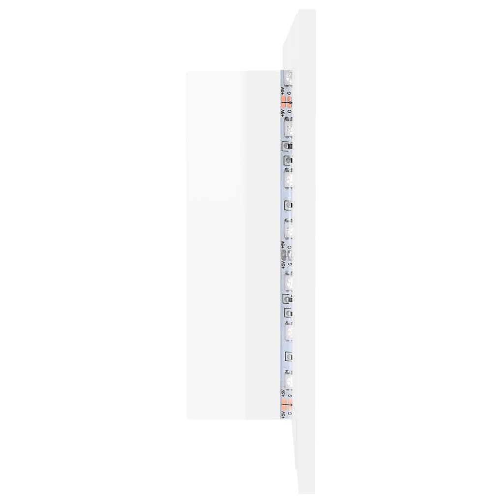 Badrumsspegel Spegelskåp LED Högglans Vit 100x12x45 cm akryl