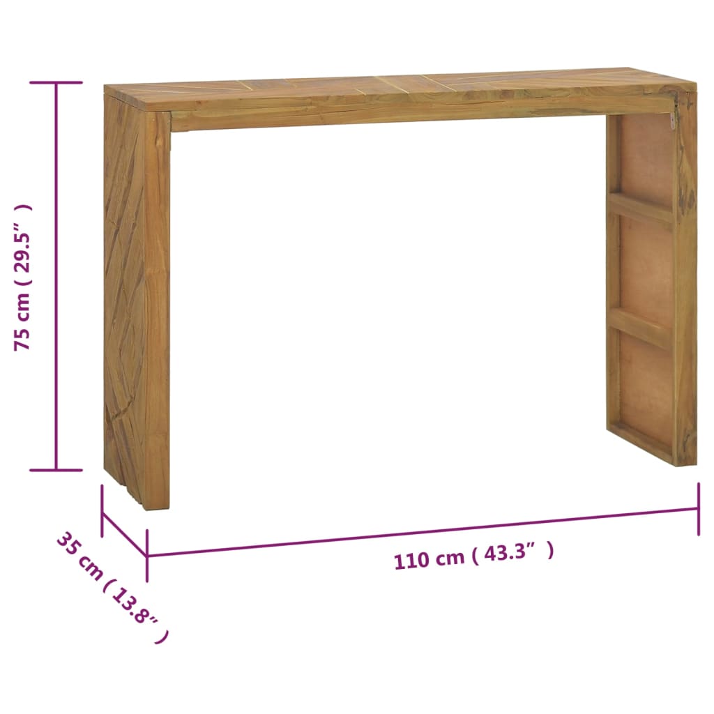 Avlastningsbord 110x35x75 cm massiv teak