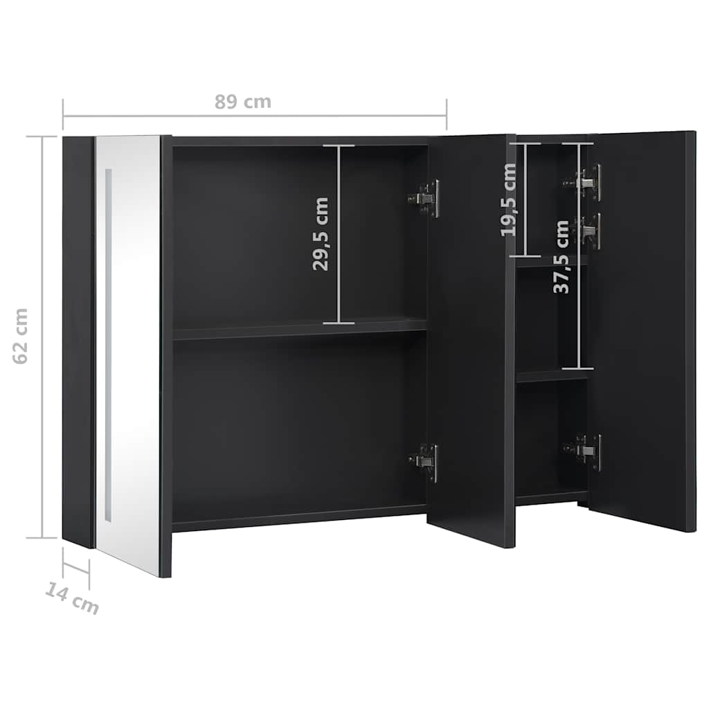 Badrumsspegel Spegelskåp LED 89x14x62 cm