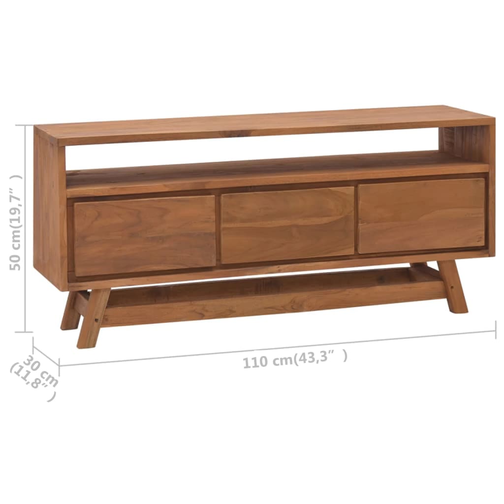 TV-bänk 110x30x50 cm massiv teak