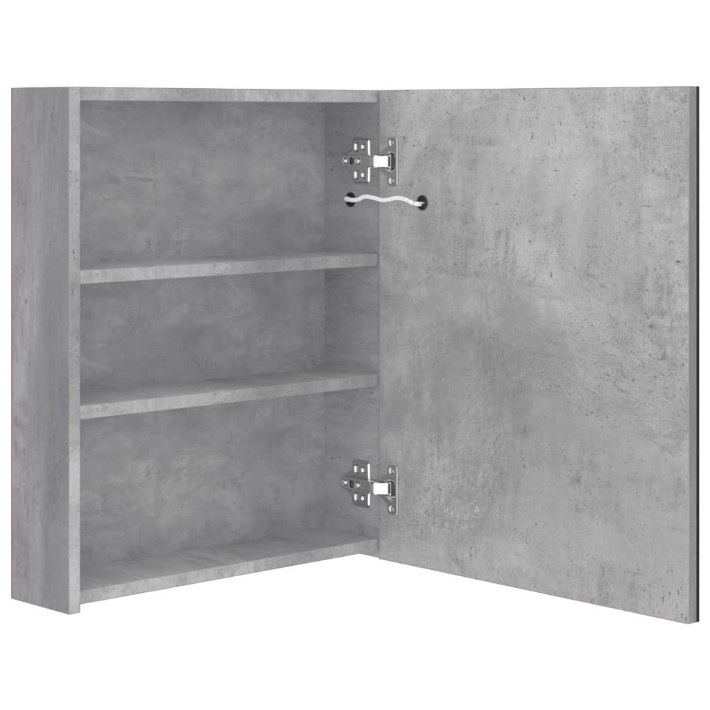 Badrumsspegel Spegelskåp LED Betonggrå 50x14x60 cm
