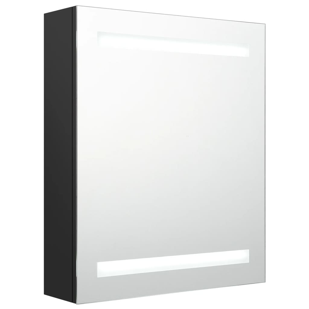 Badrumsspegel Spegelskåp LED Svart 50x14x60 cm