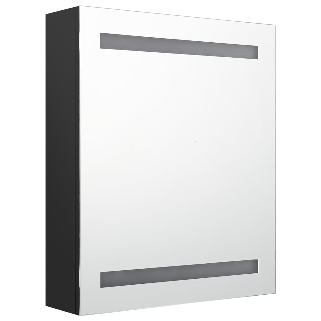 Badrumsspegel Spegelskåp LED Svart 50x14x60 cm