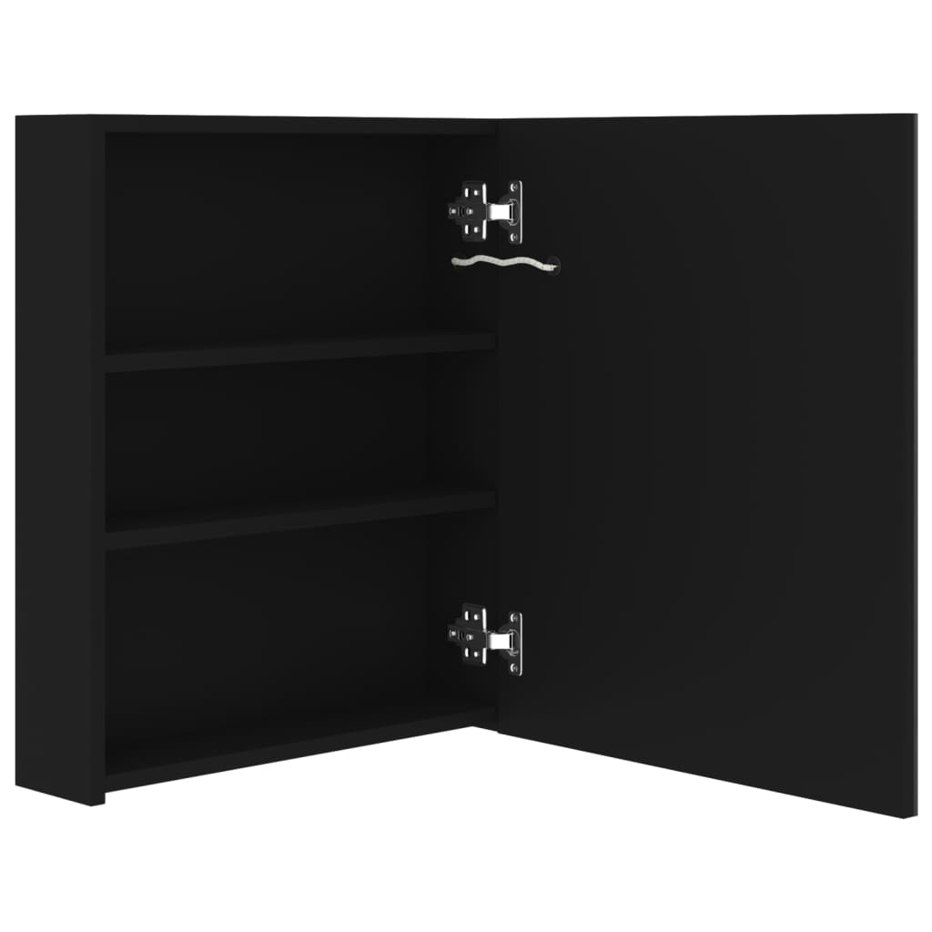 Badrumsspegel Spegelskåp LED Svart 50x14x60 cm