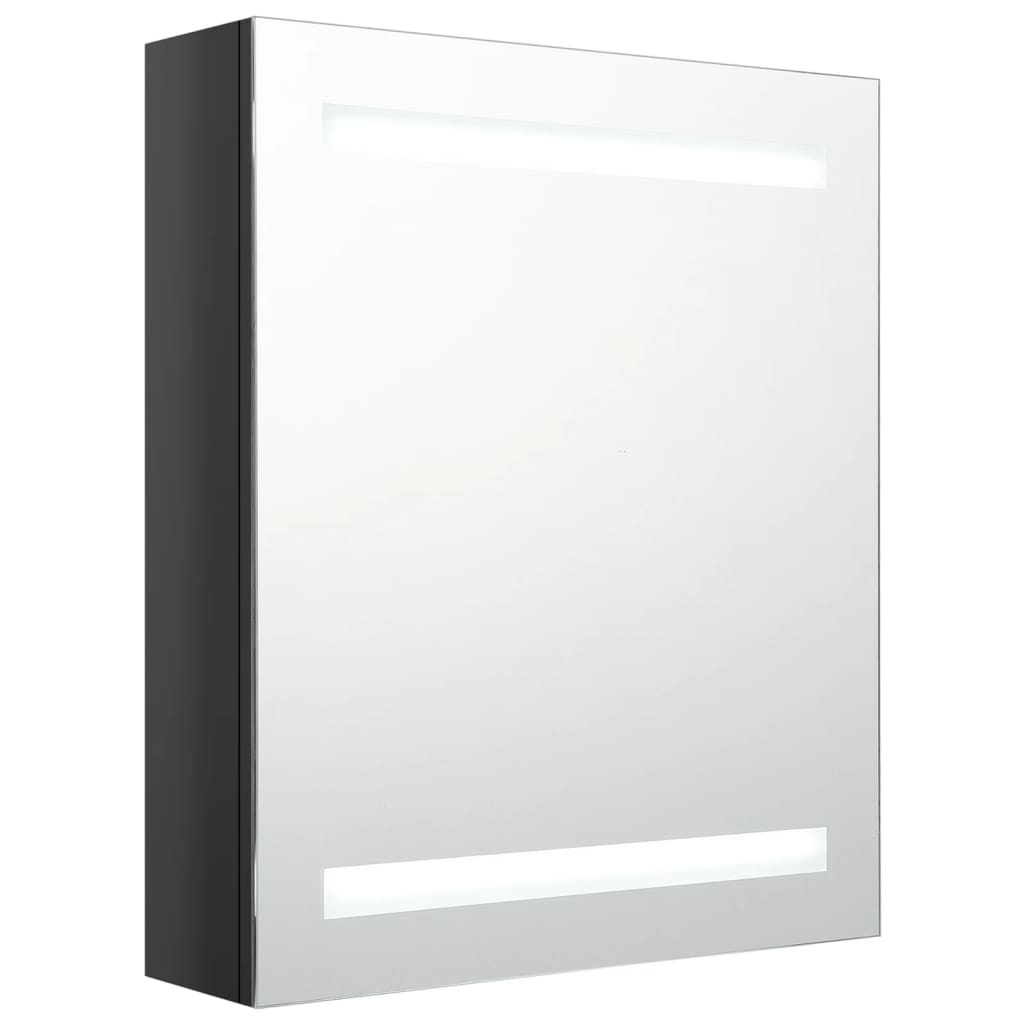 Badrumsspegel Spegelskåp LED Högglans Svart 50x14x60 cm