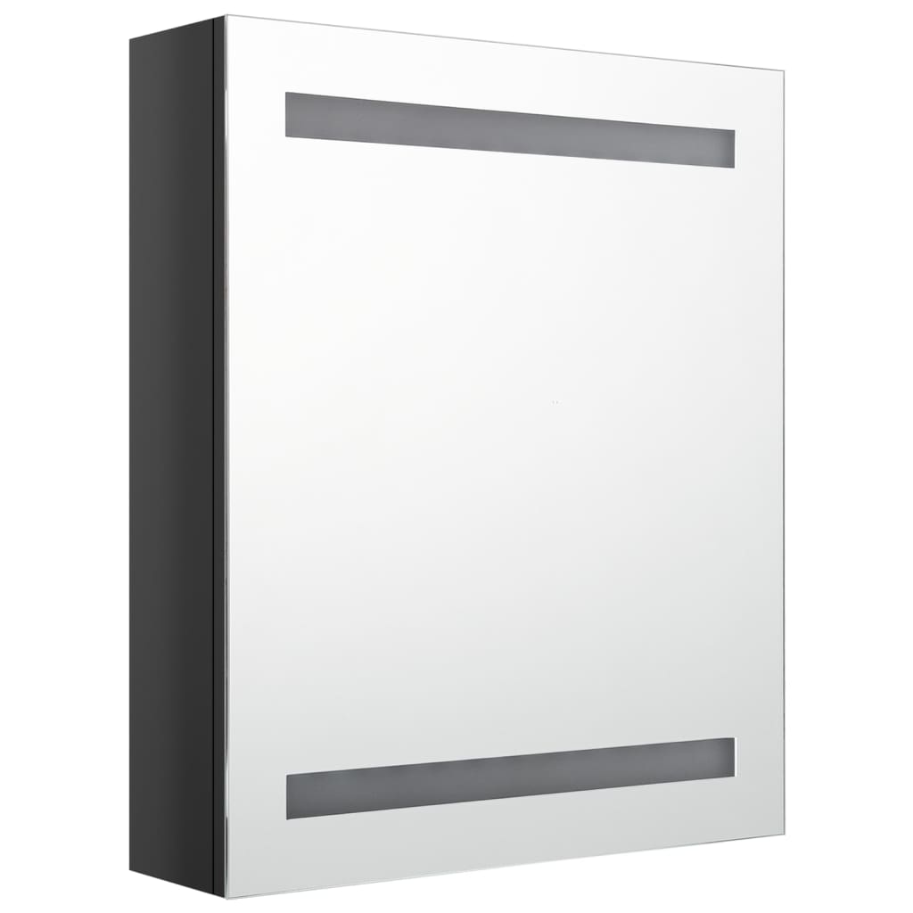 Badrumsspegel Spegelskåp LED Högglans Svart 50x14x60 cm