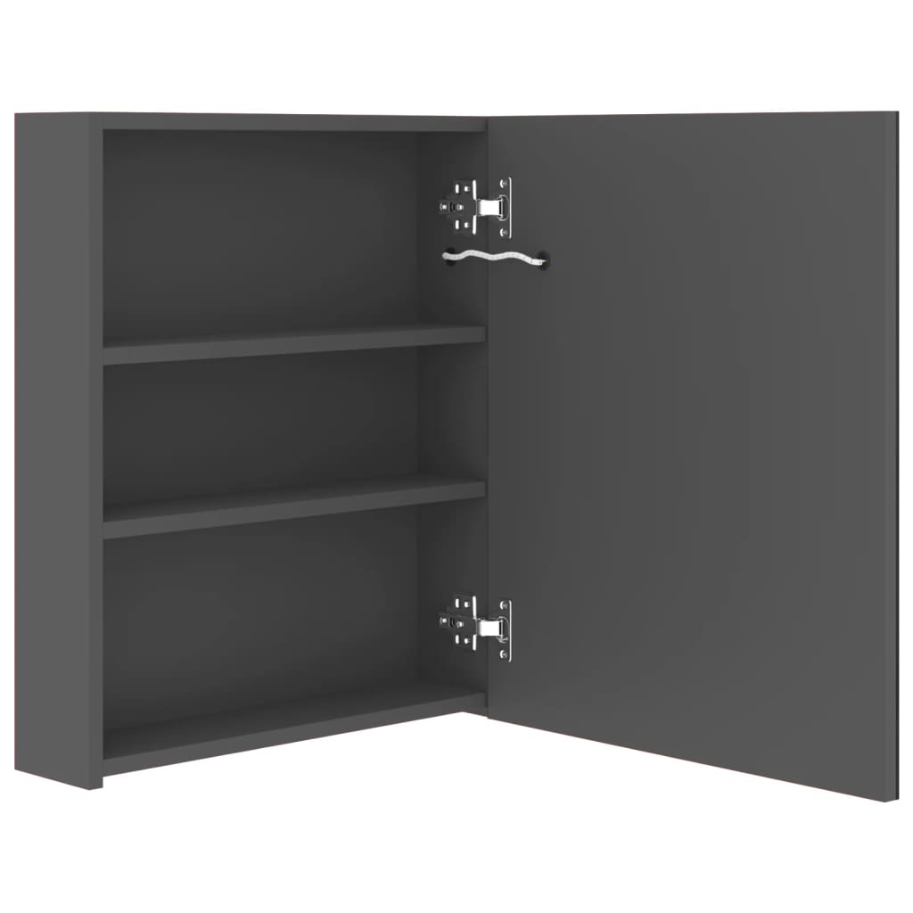 Badrumsspegel Spegelskåp LED Grå 50x14x60 cm
