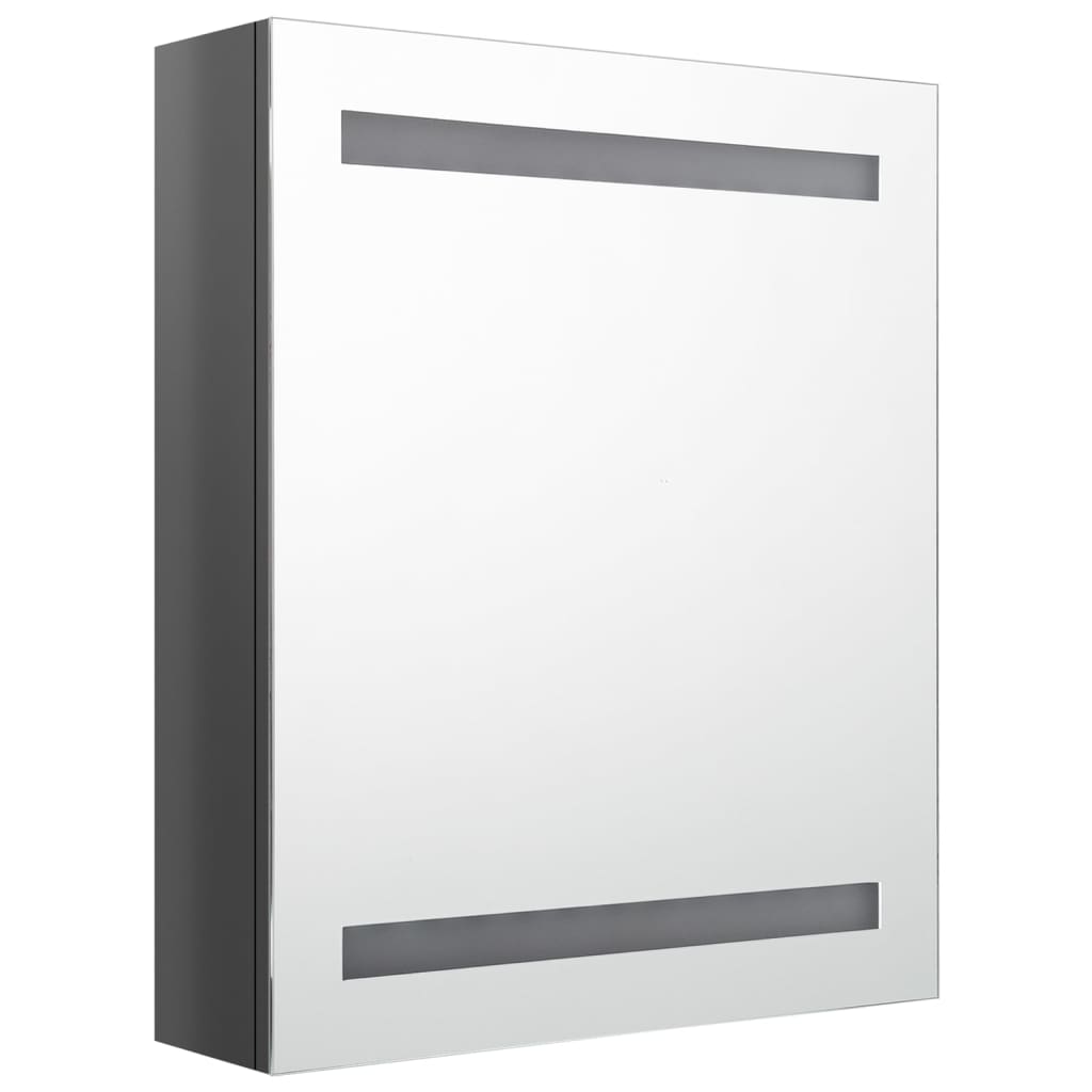 Badrumsspegel Spegelskåp LED blank Grå 50x14x60 cm