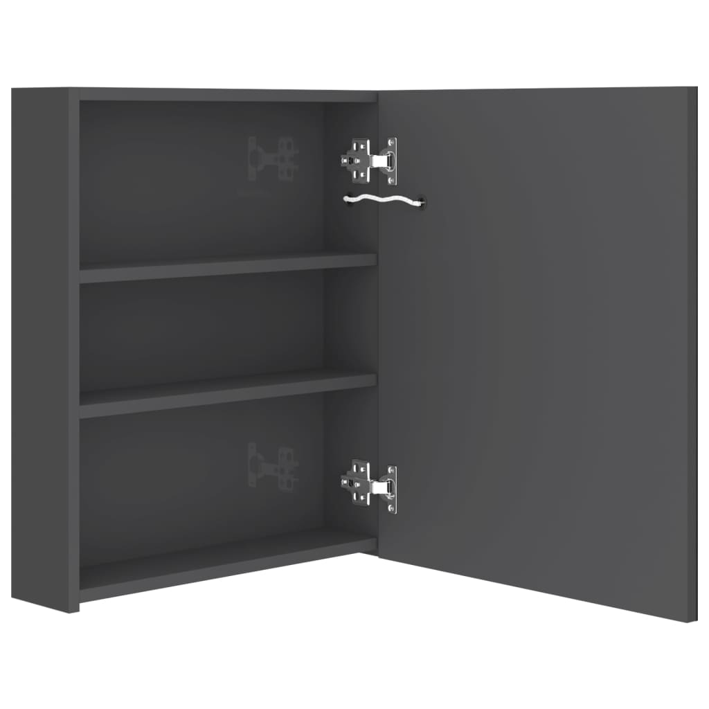 Badrumsspegel Spegelskåp LED blank Grå 50x14x60 cm