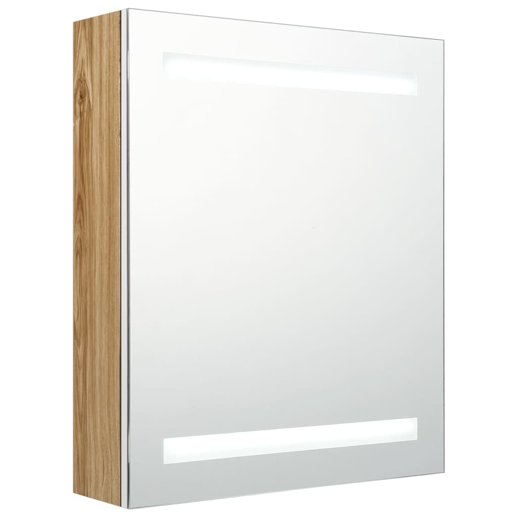 Badrumsspegel LED Vit och Ek 50x14x60 cm
