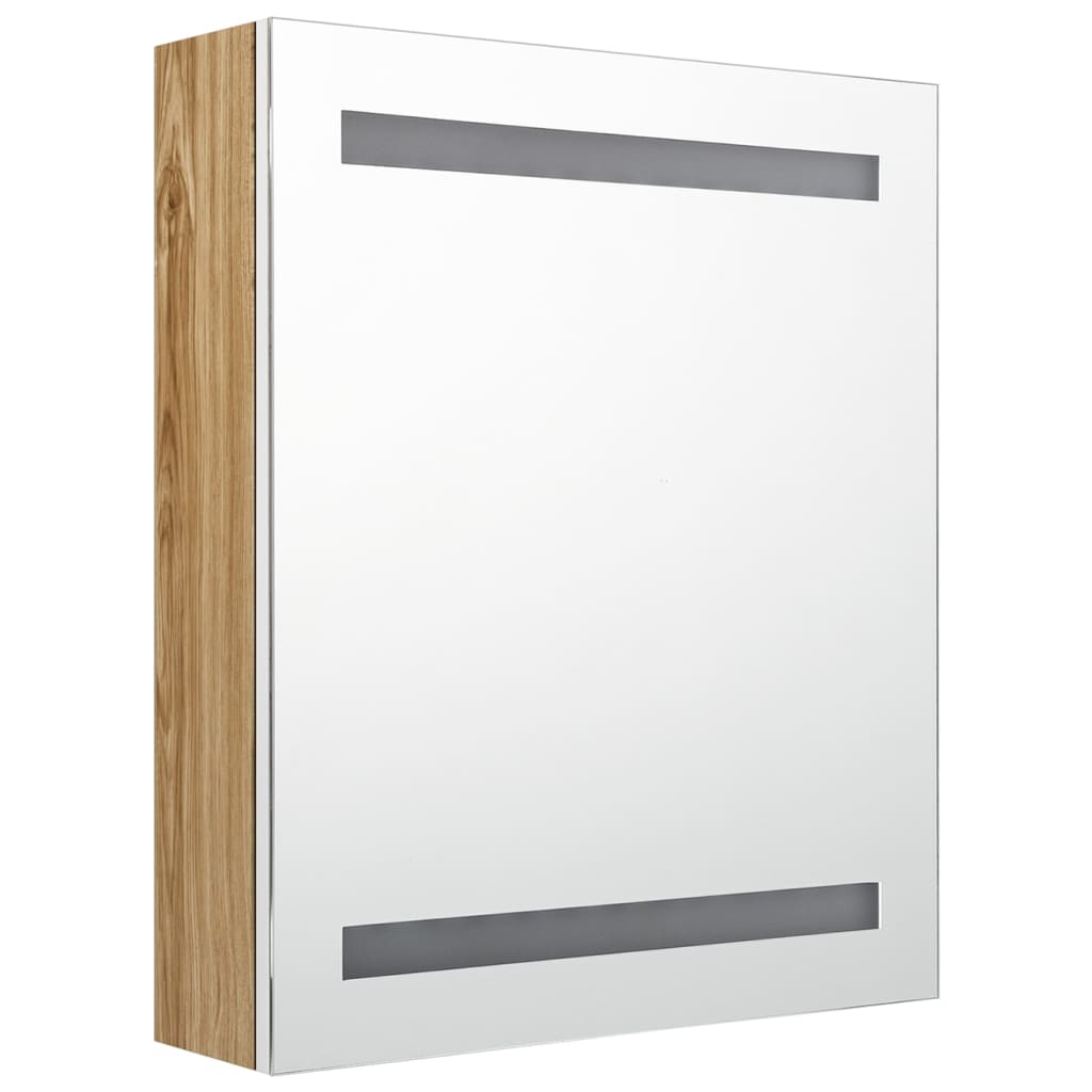 Badrumsspegel LED Vit och Ek 50x14x60 cm