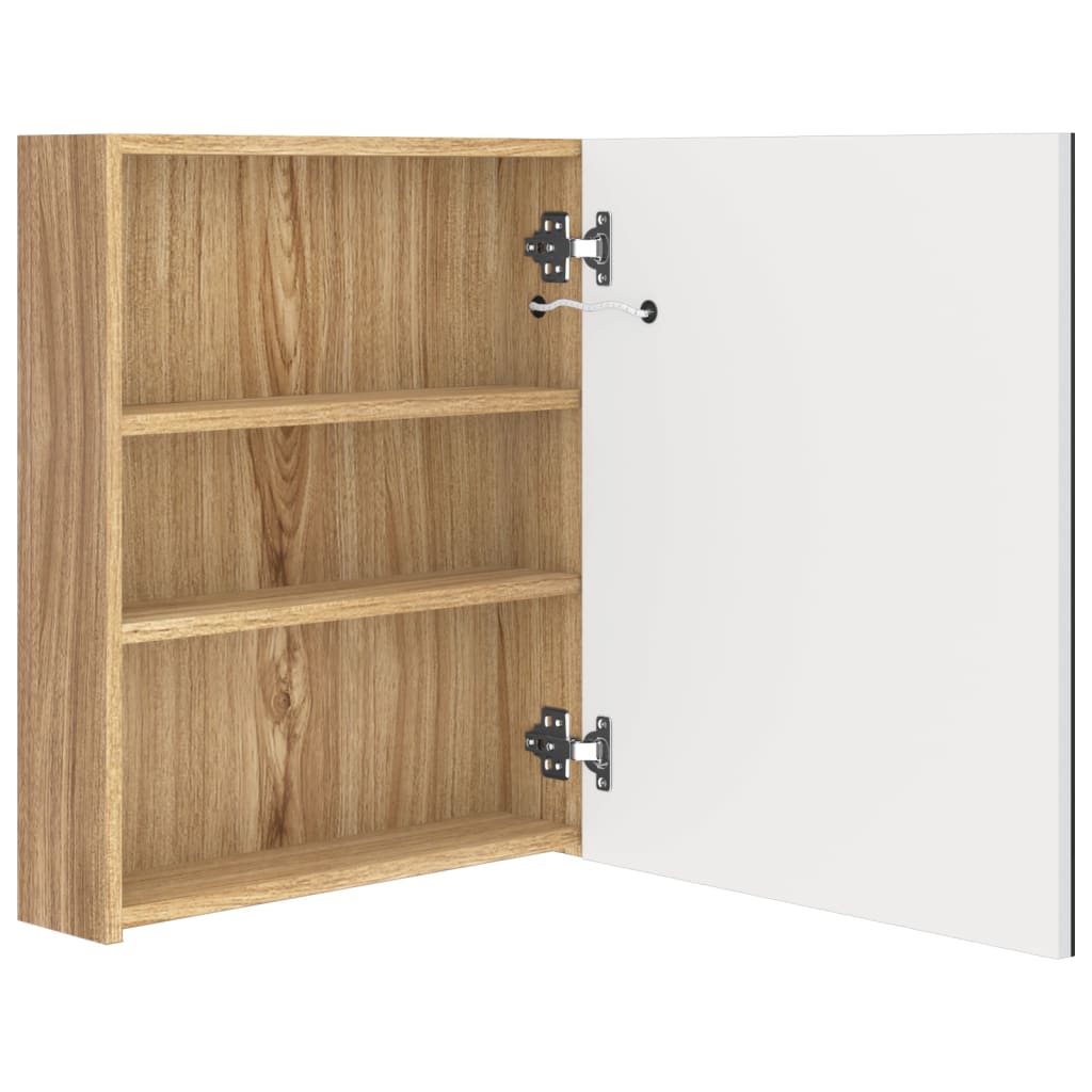 Badrumsspegel LED Vit och Ek 50x14x60 cm