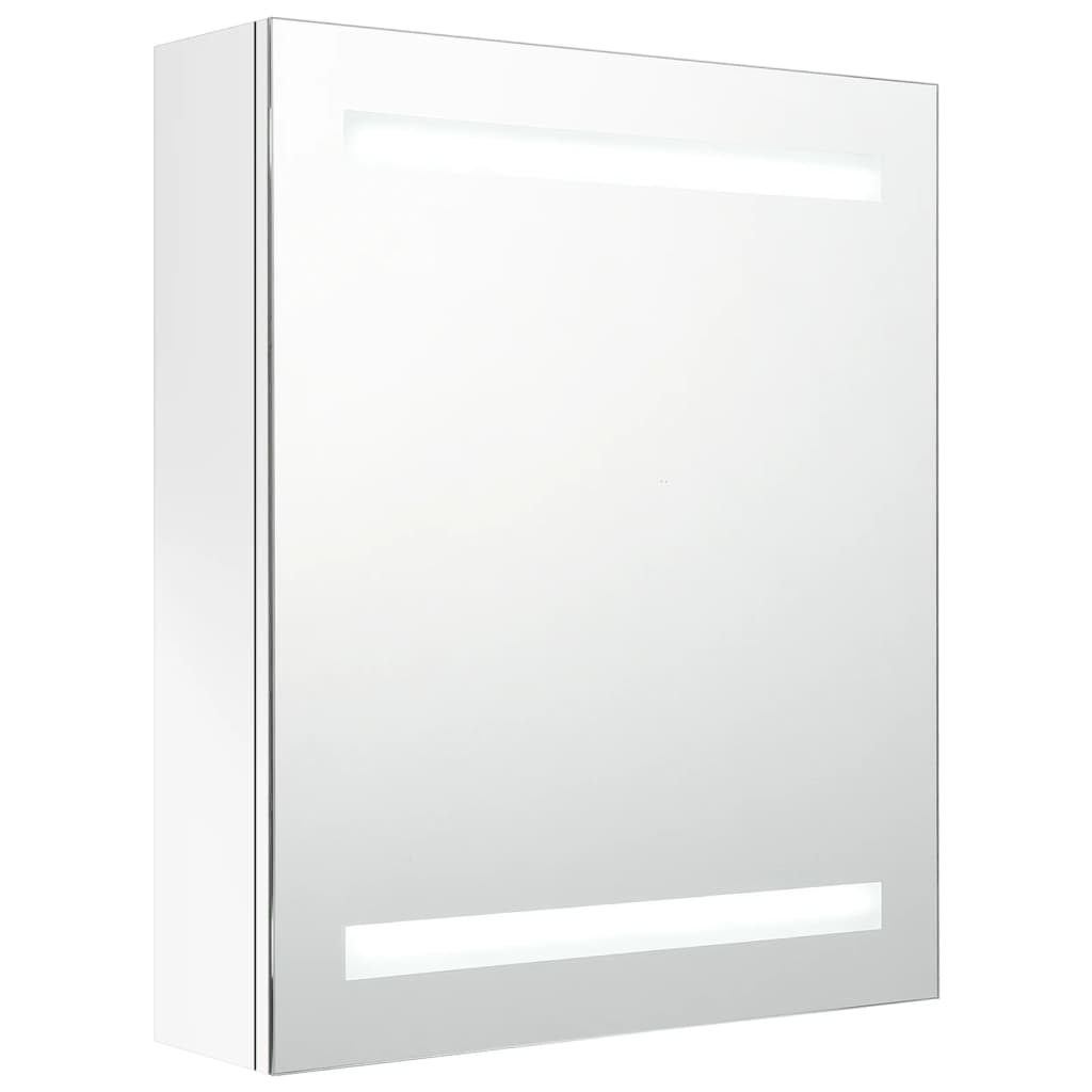 Badrumsspegel Spegelskåp LED Högglans Vit 50x14x60 cm