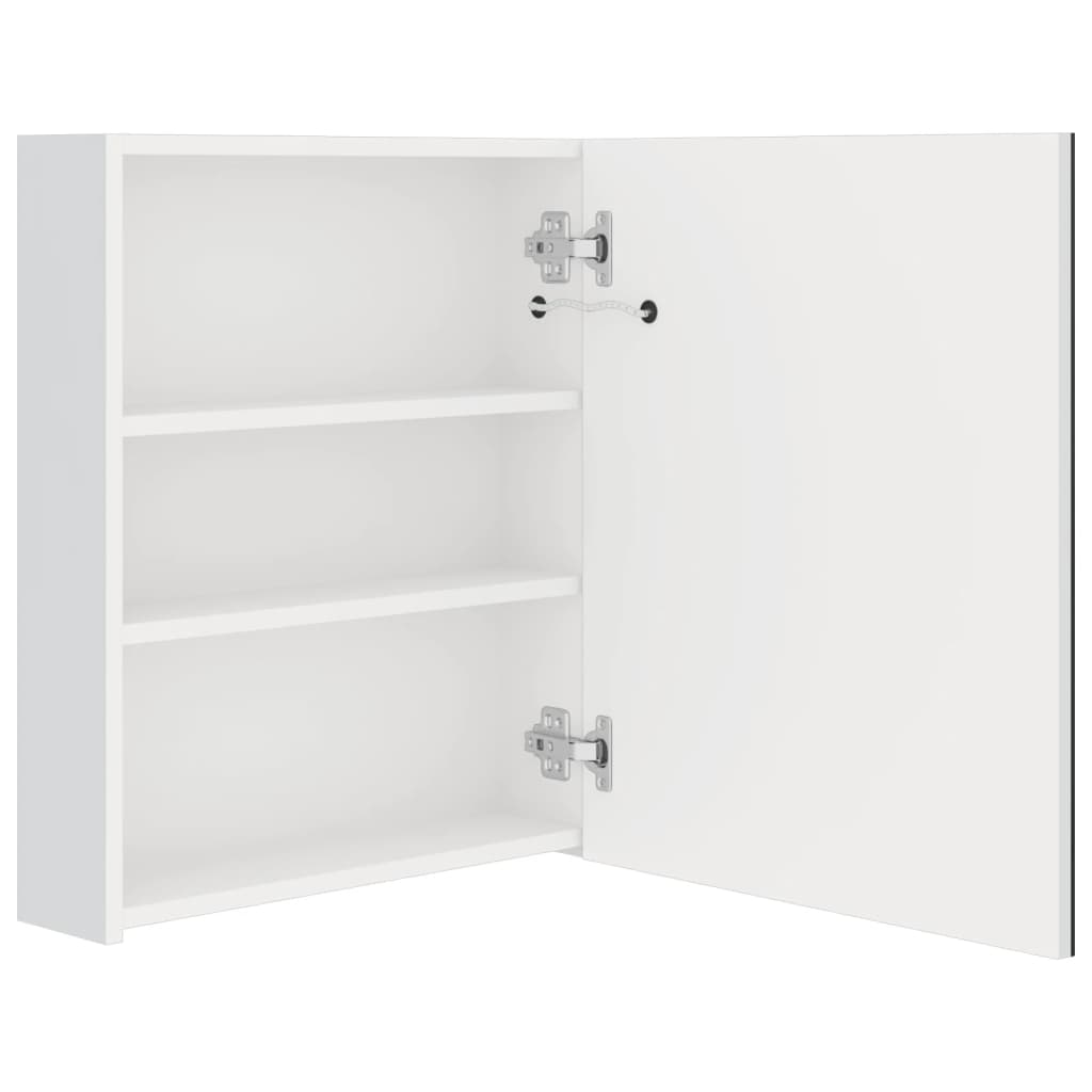 Badrumsspegel Spegelskåp LED Högglans Vit 50x14x60 cm