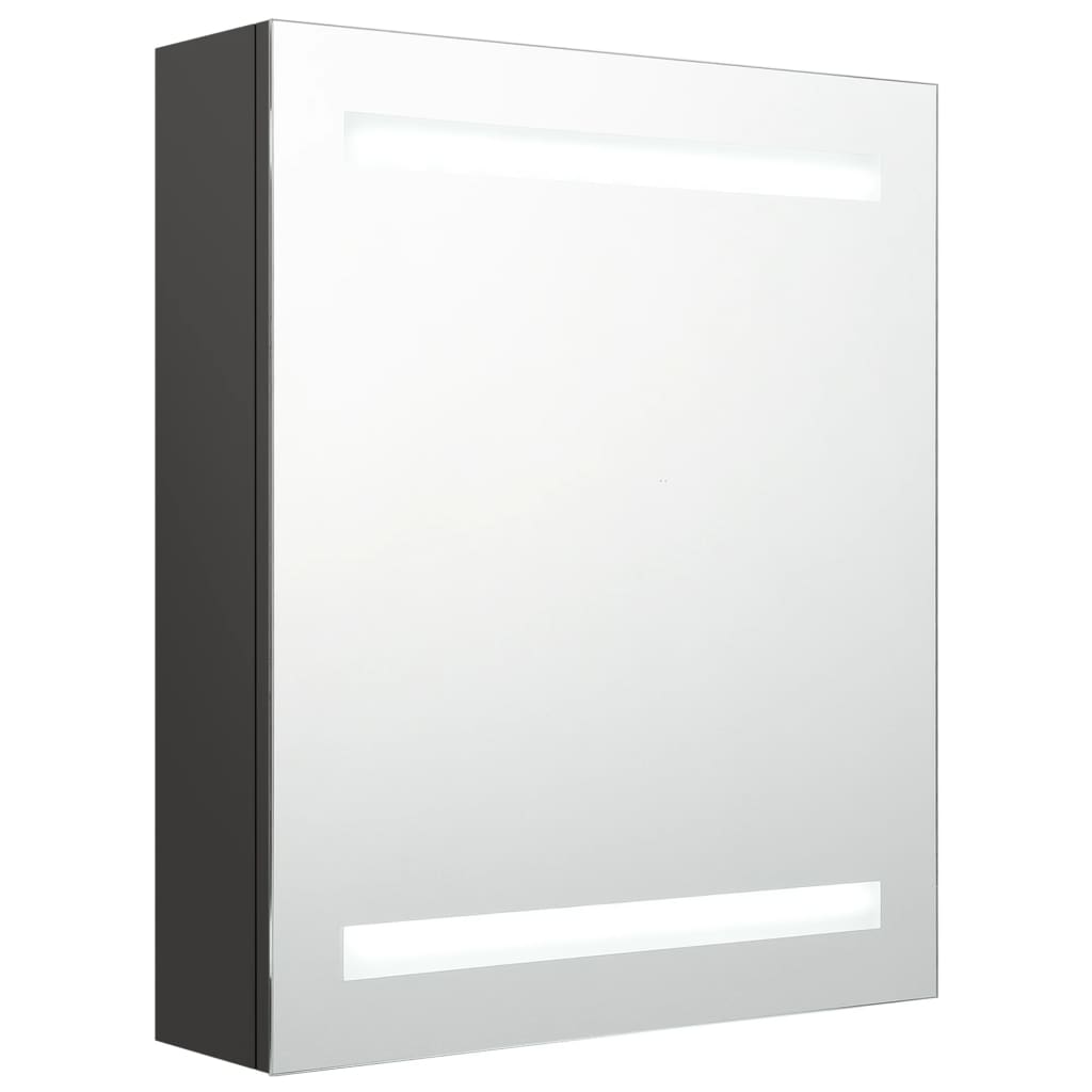 Badrumsspegel Spegelskåp LED antracit 50x14x60 cm