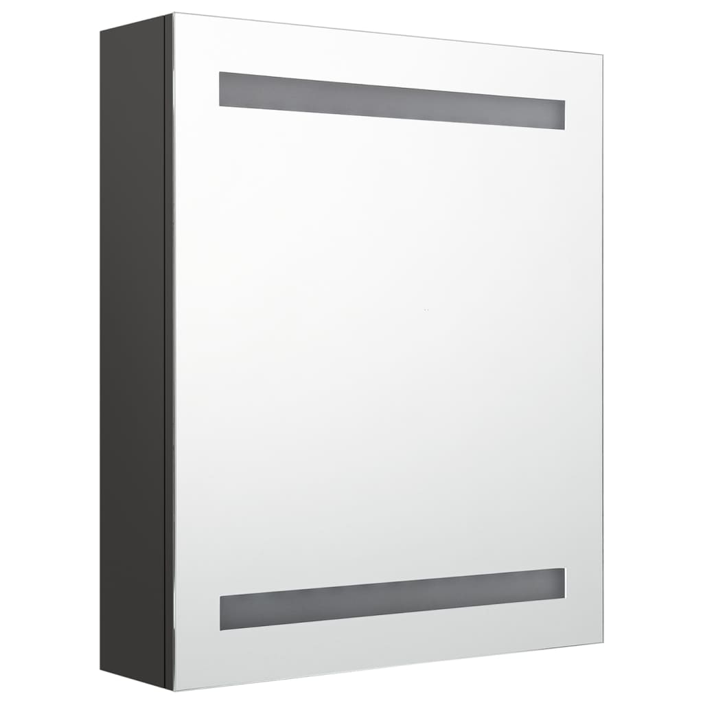 Badrumsspegel Spegelskåp LED antracit 50x14x60 cm