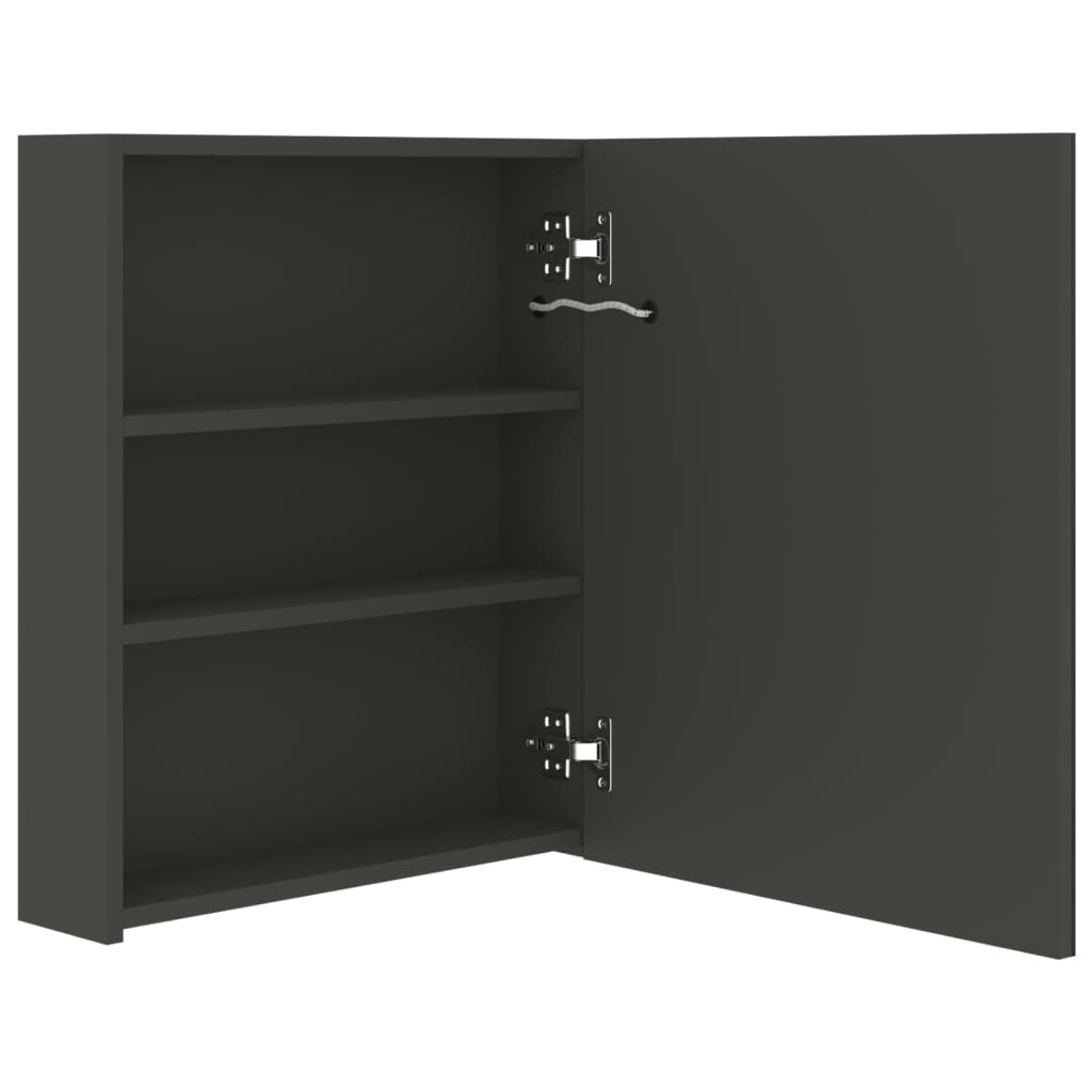 Badrumsspegel Spegelskåp LED antracit 50x14x60 cm