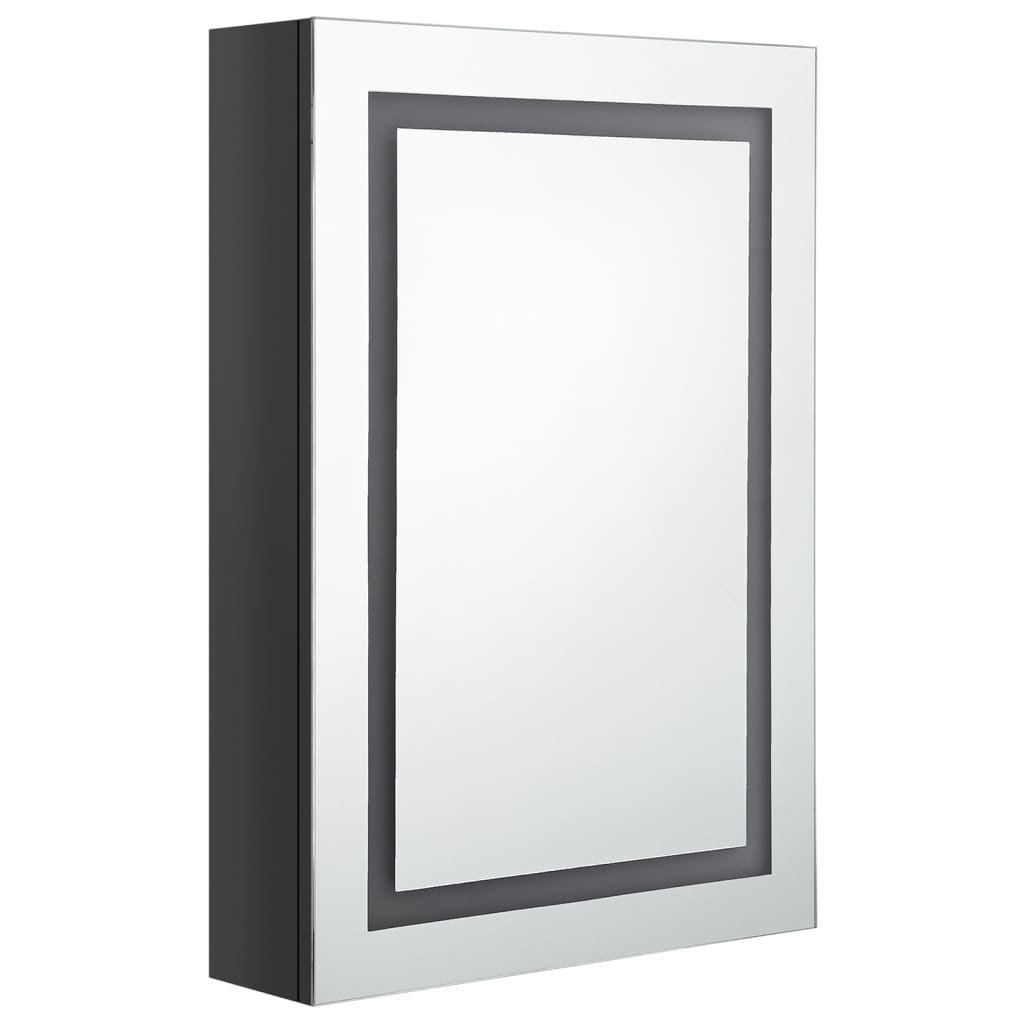 Badrumsspegel Spegelskåp LED Högglans Svart 50x13x70 cm