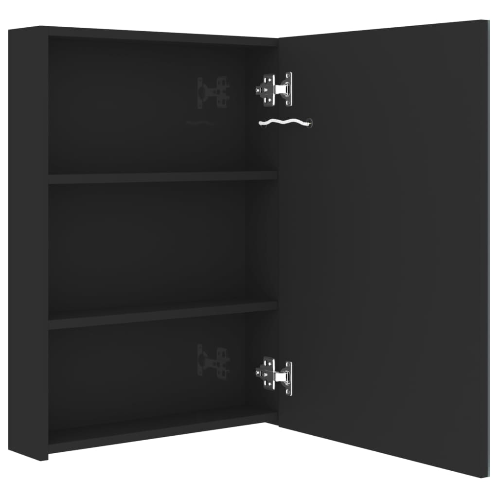 Badrumsspegel Spegelskåp LED Högglans Svart 50x13x70 cm