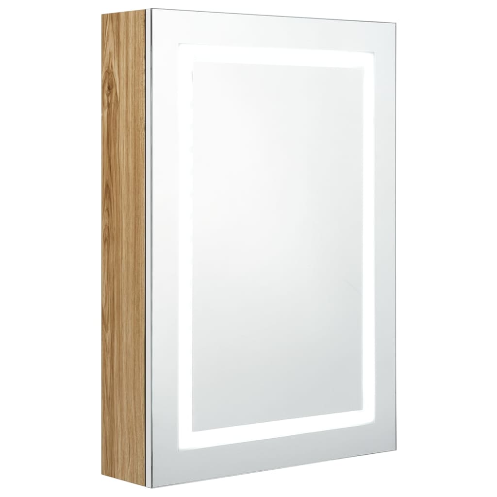 Badrumsspegel Spegelskåp LED Vit och Ek 50x13x70 cm